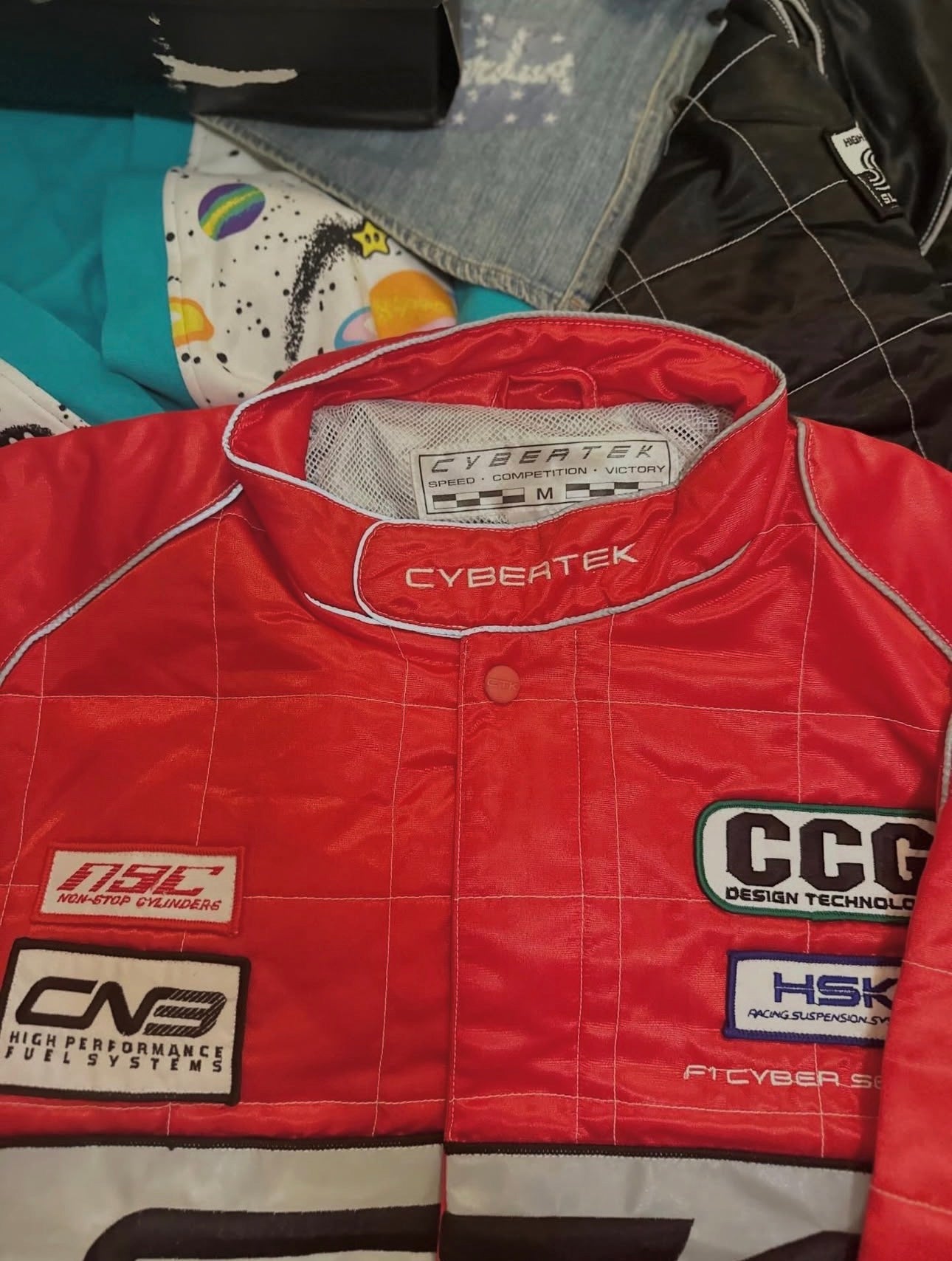 RARE!! Vintage 1996 Red Cybertek CTK Racing Reflective Jacket