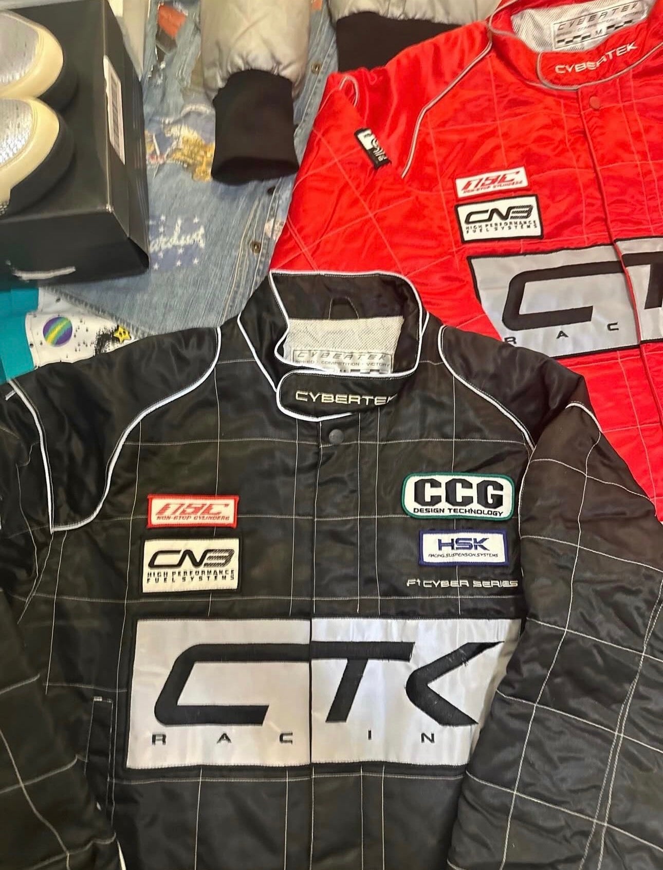 RARE!! Vintage 1996 Black Cybertek CTK Racing Reflective Jacket