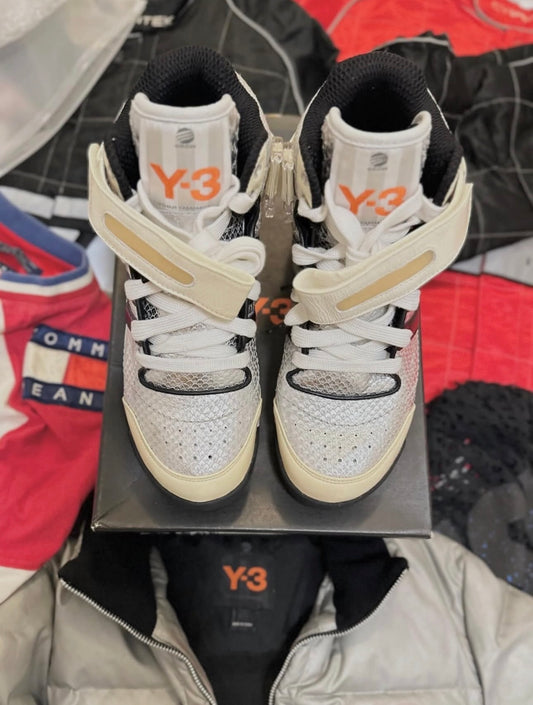 Y-3 Adidas, Spring/Summer 2004 High Fashion BBal Mid High-Top Sneaker & Yohji Yamamoto Y-3 Adidas Fall/Winter 2005 metallic Down Puffer Jacket
