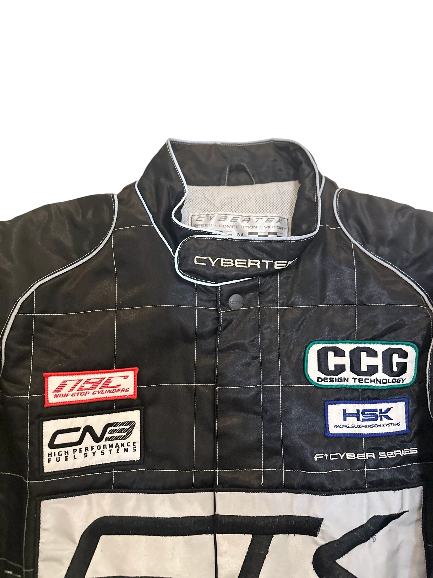 RARE!! Vintage 1996 Black Cybertek CTK Racing Reflective Jacket