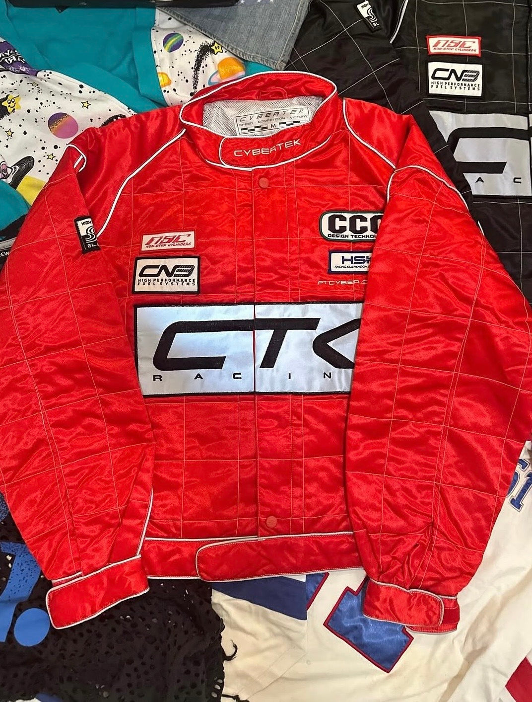 RARE!! Vintage 1996 Red Cybertek CTK Racing Reflective Jacket