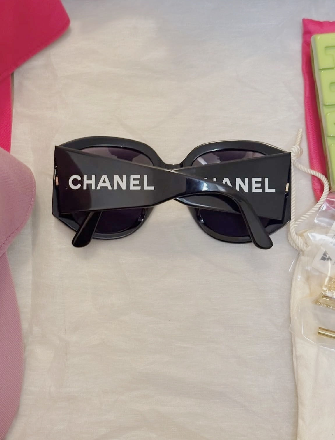 Vintage Chanel 1995 Extra Wide Temple Black Sunglasses