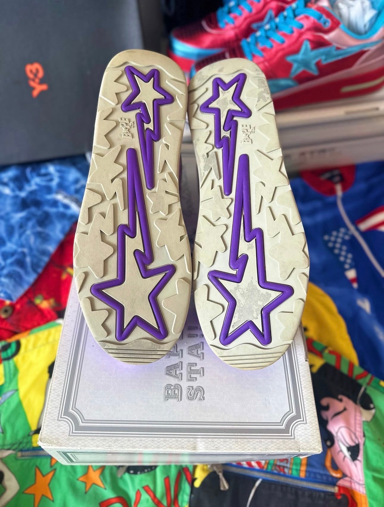 F/W 2006 Bathing Ape Pharrell Williams x Bapesta Roadsta “In My Mind” Sneakers, Purple /Green 🟣🟢