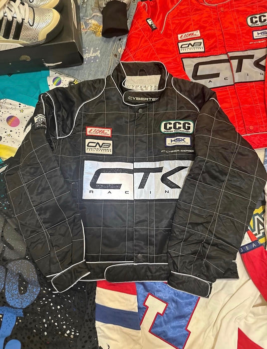 RARE!! Vintage 1996 Black Cybertek CTK Racing Reflective Jacket