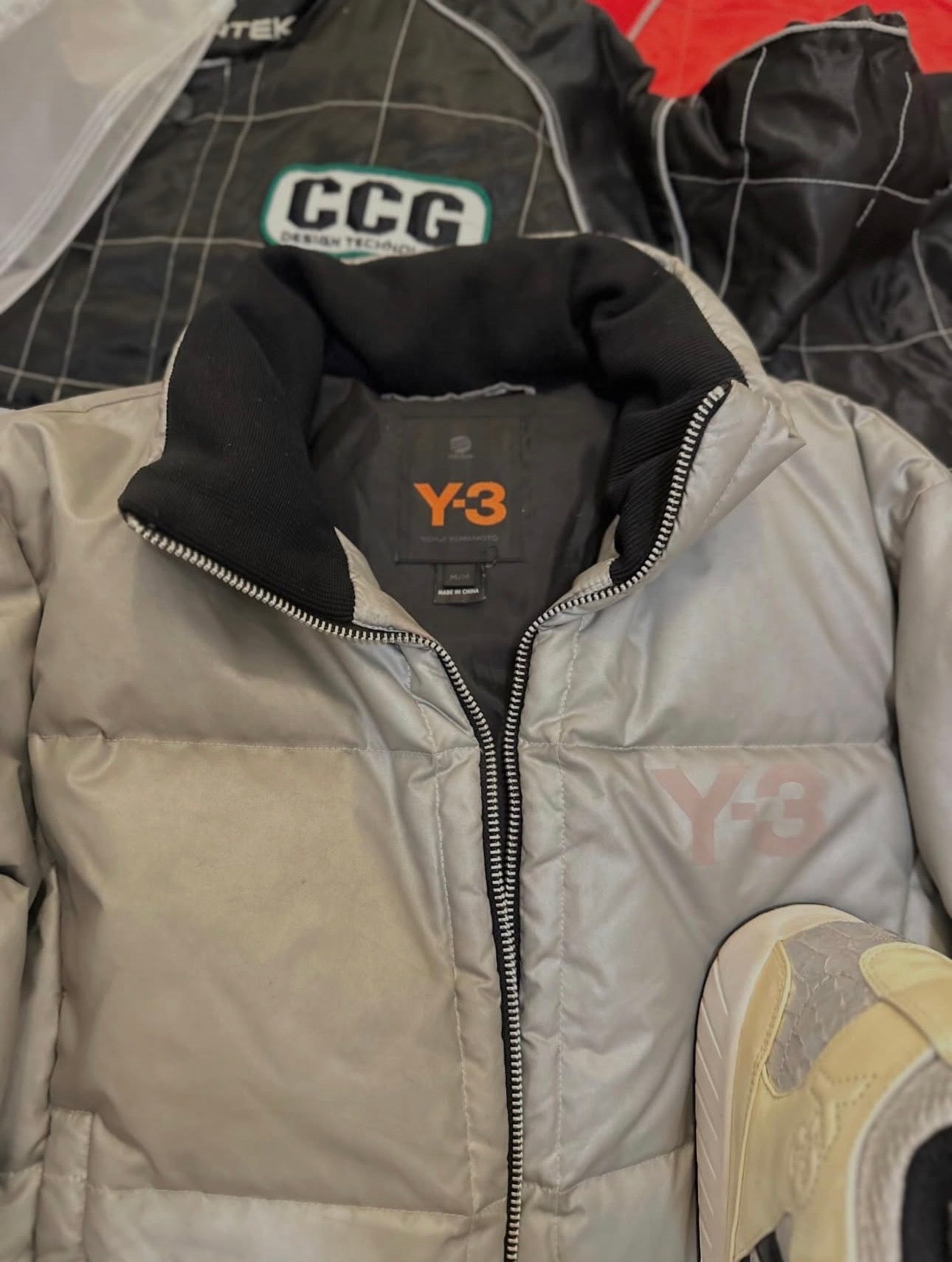 Y-3 Adidas, Spring/Summer 2004 High Fashion BBal Mid High-Top Sneaker & Yohji Yamamoto Y-3 Adidas Fall/Winter 2005 metallic Down Puffer Jacket