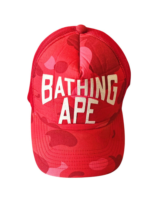 OG 2005 A BATHING APE, BAPE red camo NYC 🗽 logo trucker mesh cap