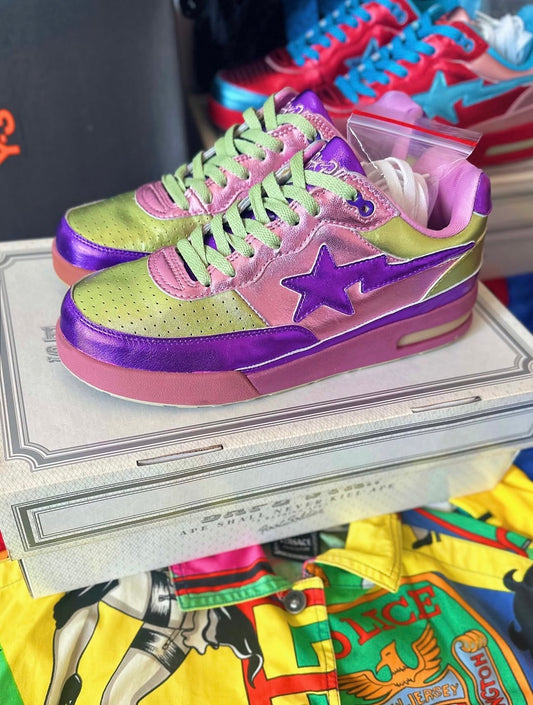 F/W 2006 Bathing Ape Pharrell Williams x Bapesta Roadsta “In My Mind” Sneakers, Purple /Green 🟣🟢