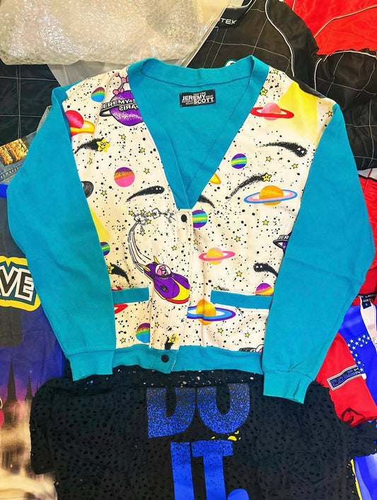 Vintage Jeremy Scott Autumn/Winter 2007 "Happy Daze Collection"  Space poodles cardigan