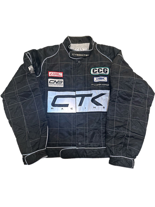 RARE!! Vintage 1996 Black Cybertek CTK Racing Reflective Jacket