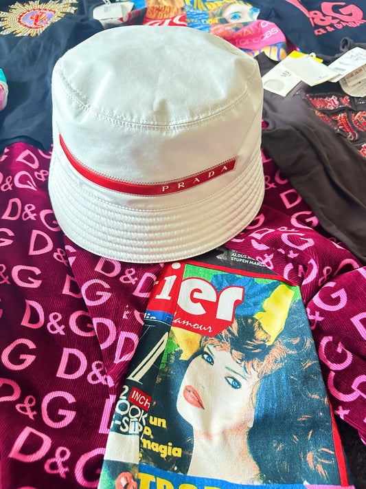 Prada Fall/Winter 2019 Linea Rossa White Technical Bucket Hat