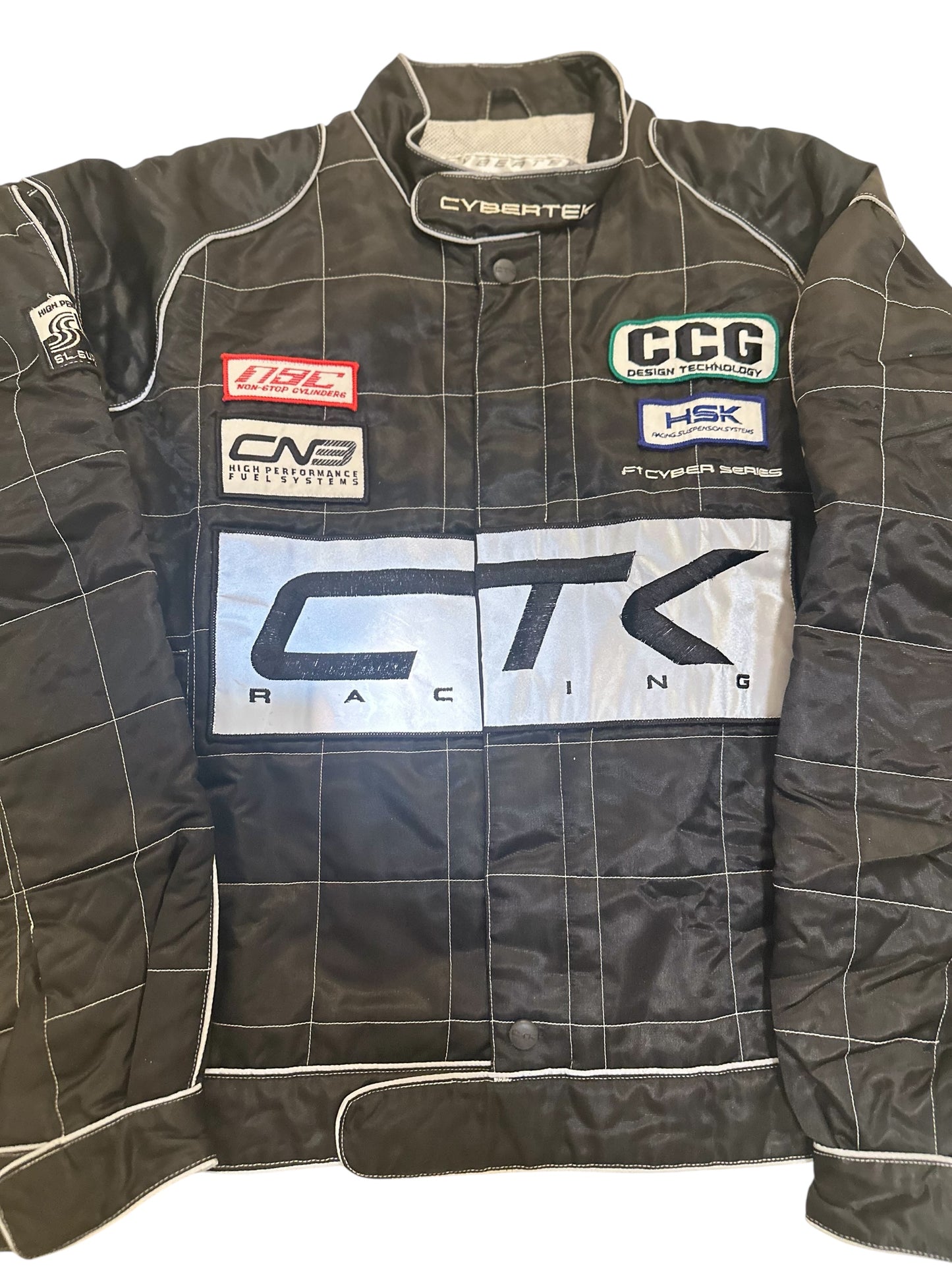 RARE!! Vintage 1996 Black Cybertek CTK Racing Reflective Jacket