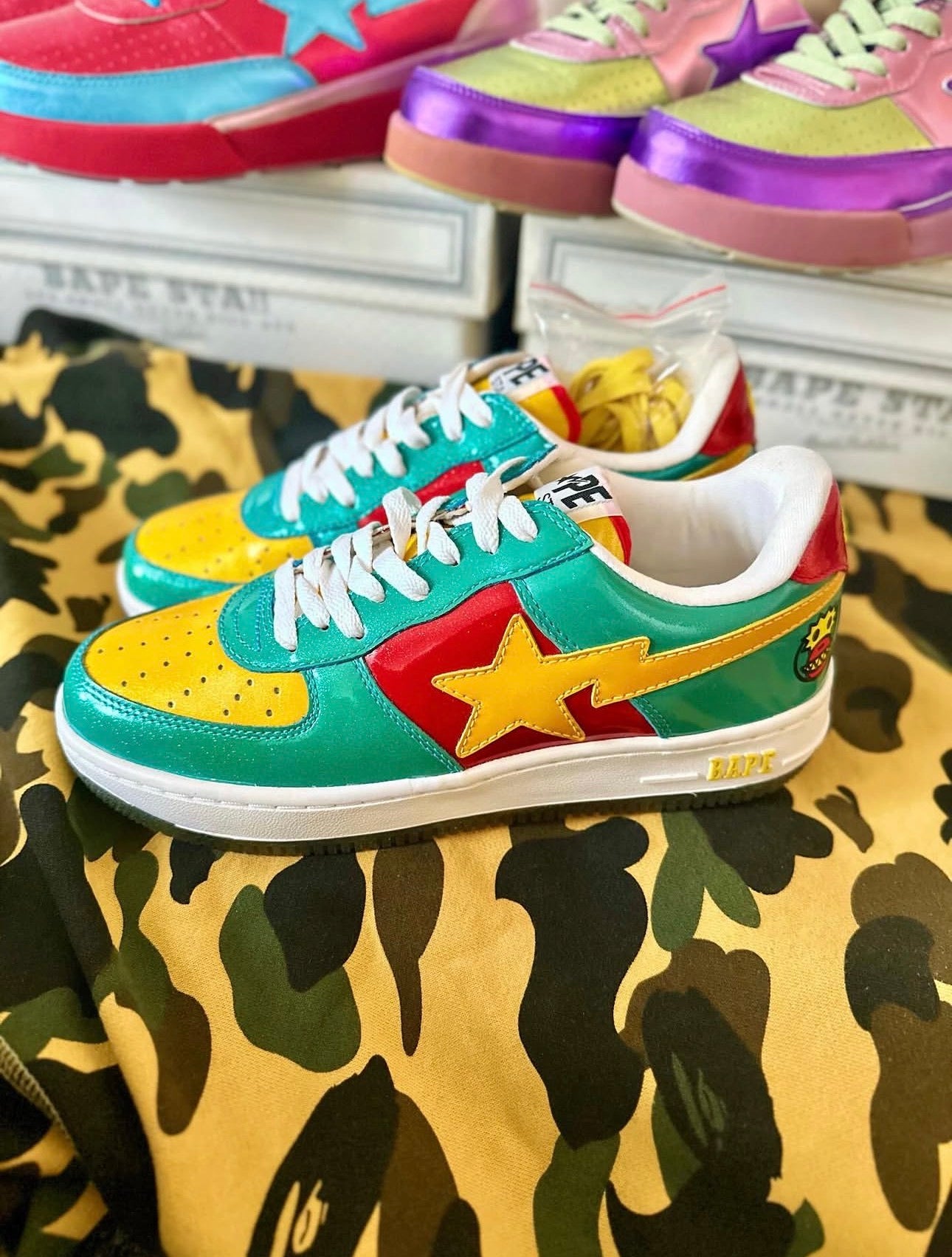 OG Bapesta Baby Milo Monster “Blue” Glitter 2009 Rare Size 9 (DEADSTOCK)
