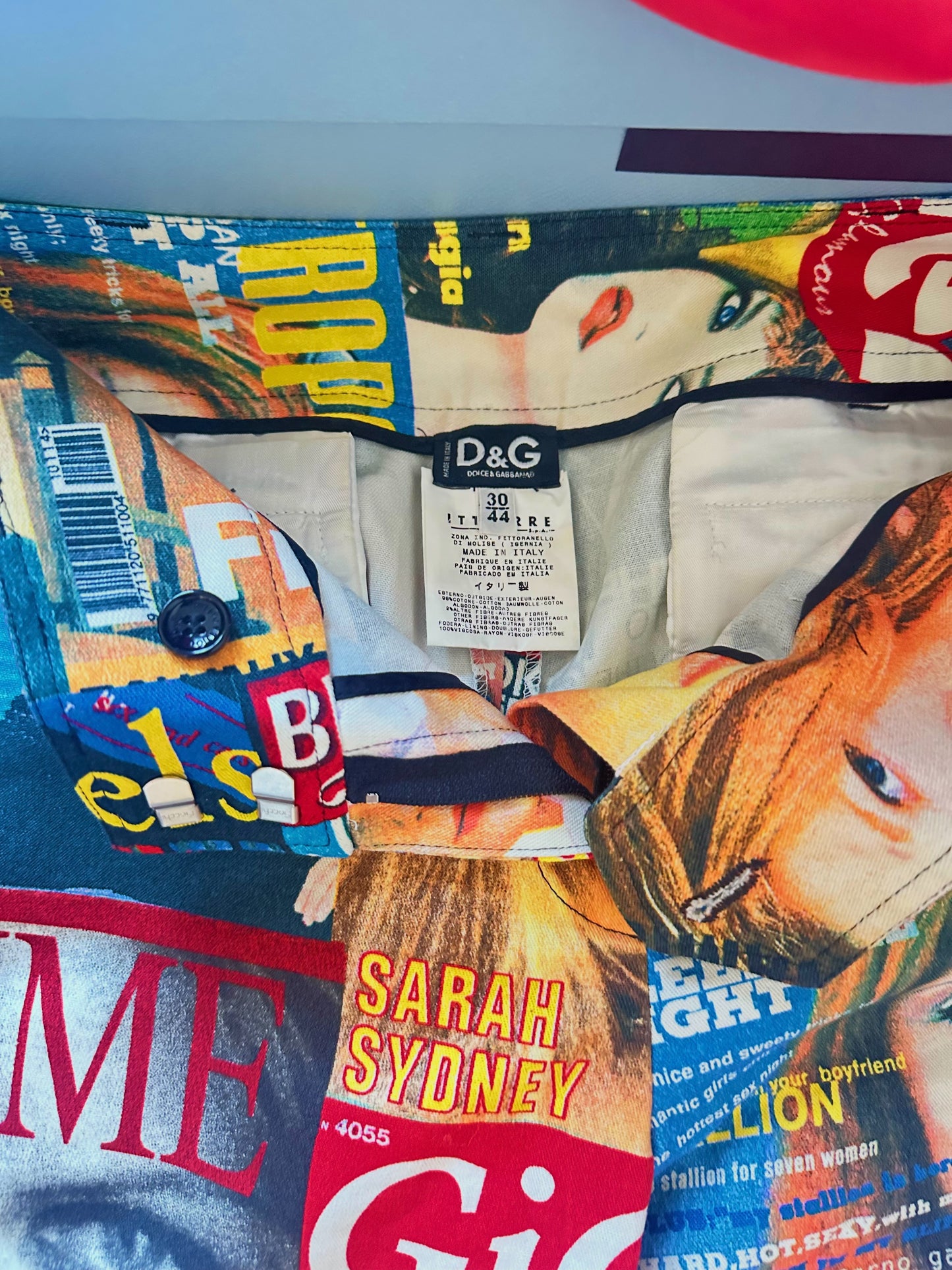 Vintage RARE Spring/Summer 2001 Iconic DOLCE & GABBANA MAGAZINE PRINT FLARE PANTS