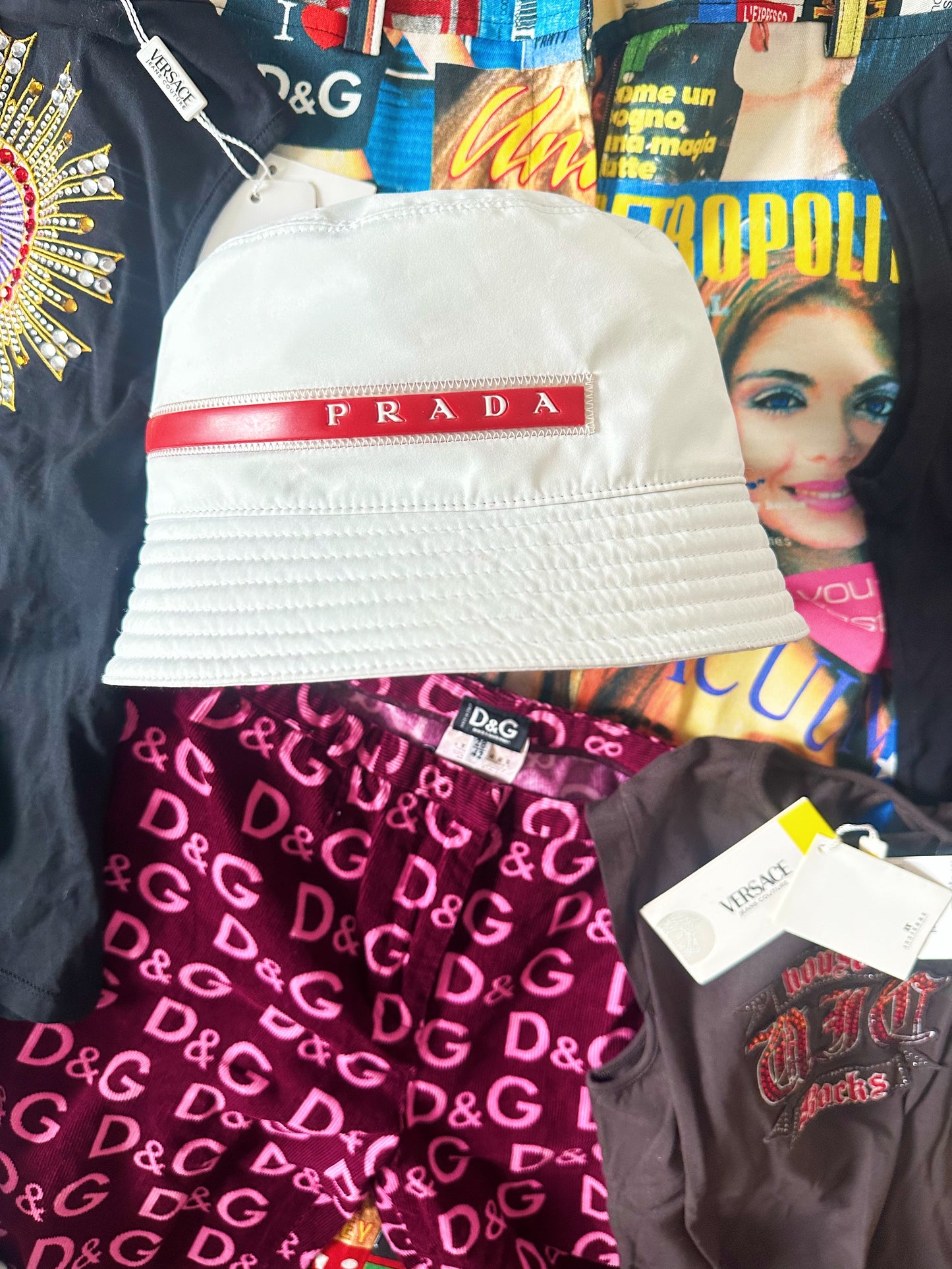 Prada Fall/Winter 2019 Linea Rossa White Technical Bucket Hat